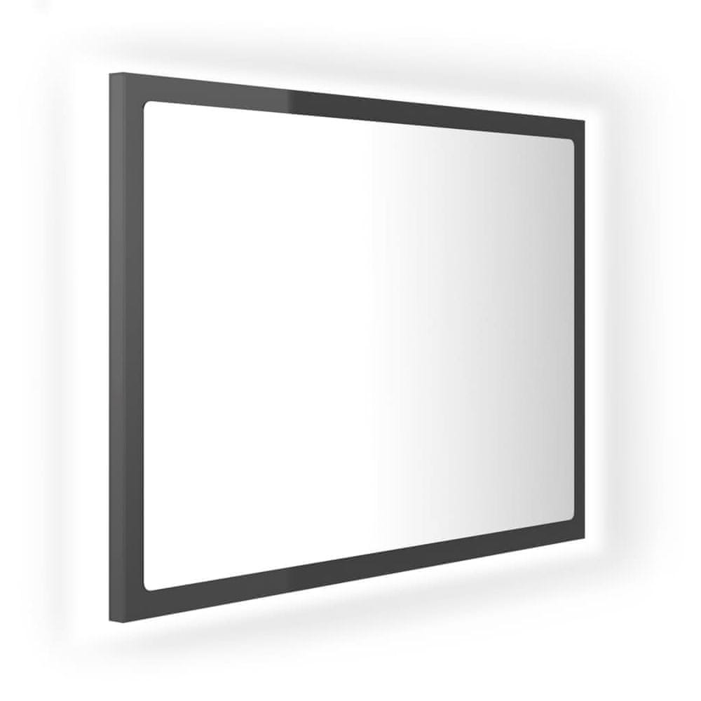 Vidaxl LED kúpeľňové zrkadlo lesklé sivé 60x8,5x37 cm akryl